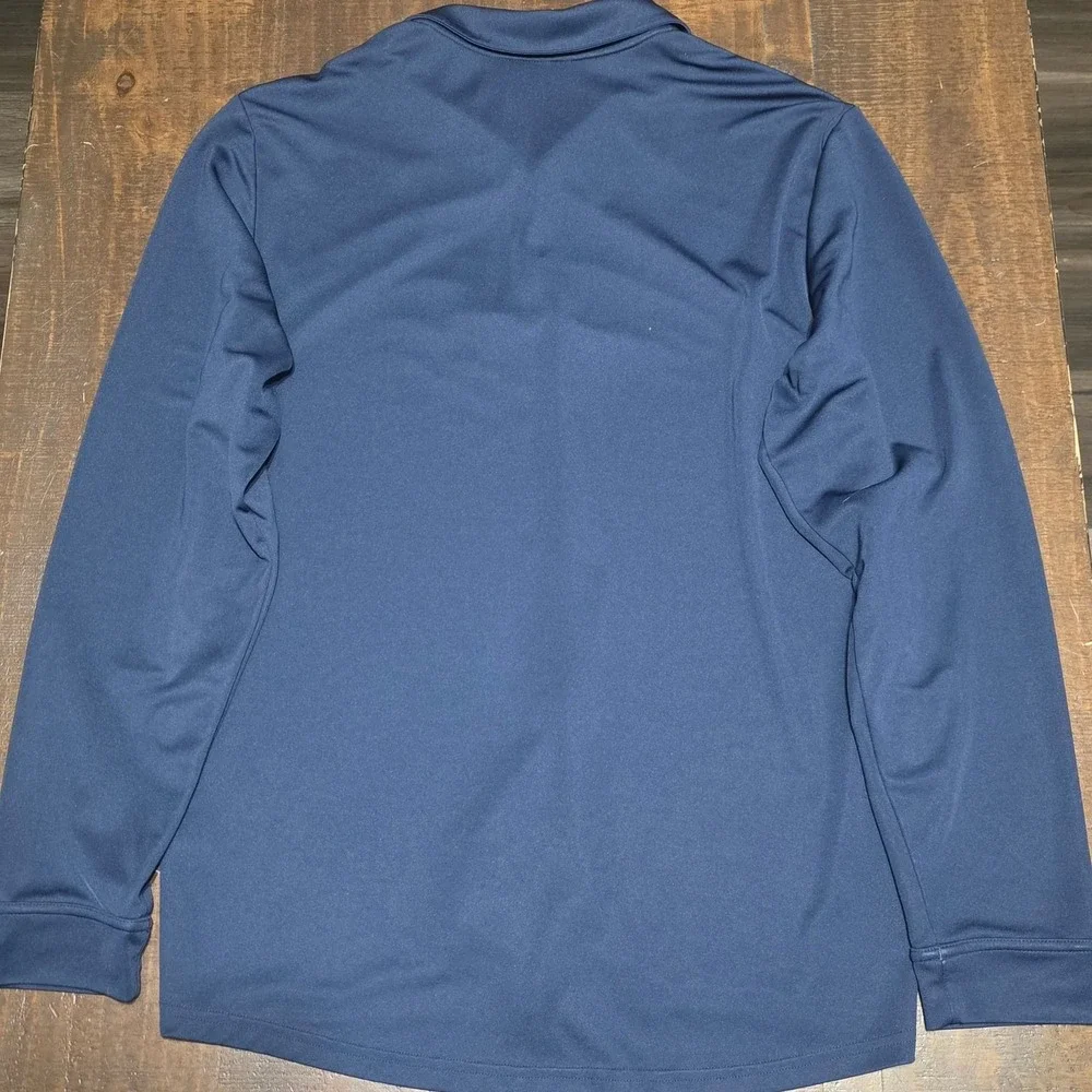 Adidas Long Sleeve Performance Polo Shirt Navy Blue